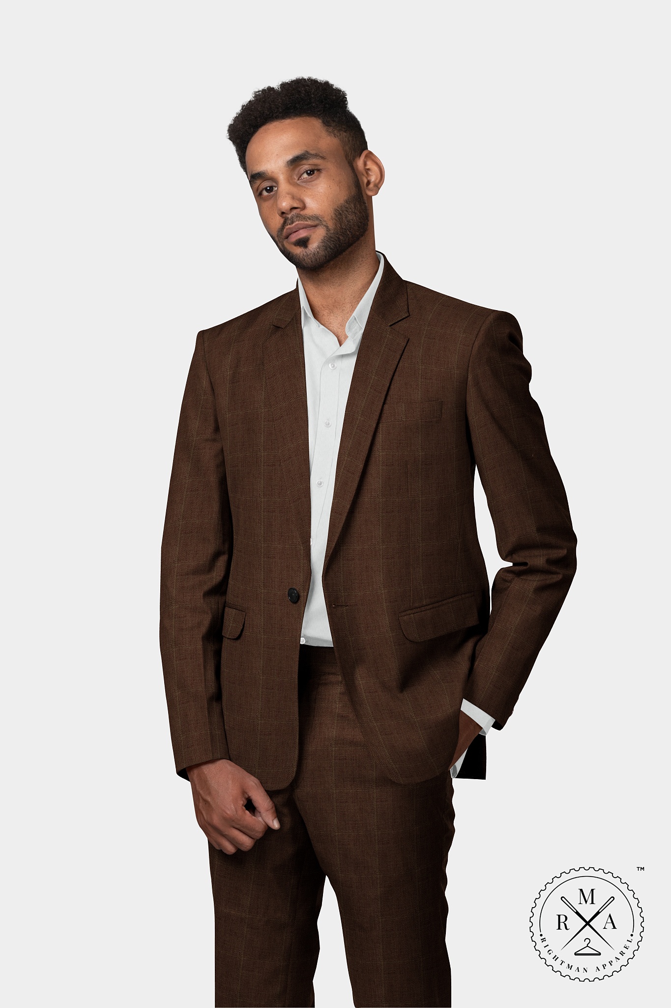 Brown Checks Two Piece Suit SU257